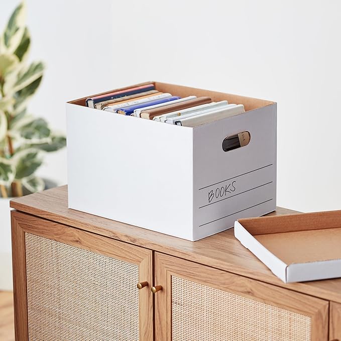 Amazon Basics Storage/Filing Boxes with Lift-Off Lid, Letter/Legal Size, Collapsible, Tape-Free Assembly, White, 16.2" L x 12.5" W x 10.5" H, 20-Pack