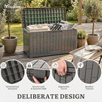 YITAHOME 60 Gallon Outdoor Storage Box, Lockable Resin Deck Box with Handles, Waterproof Outdoor Storage Box for Patio Furniture, Garden Tools and Pool Accessories, Light Brown