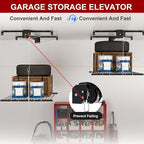 4x4 Garage Ceiling Storage Racks With Crank Lift, Garage Overhead Storage Racks For High Ceilings 10–12 Ft, 250 Lbs Load Capacity, All-Steel Frame, Garage Organization System (4 x 4)