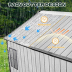 8 x 10 FT Plastic Outdoor Storage Shed with Floor, Resin Storage Tool Shed with Windows and Lockable Door, Outdoor Garden Shed for Lawnmower, Bike, Pool Supply