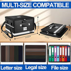 Upgraded Fireproof File Box with Stay-Open Straps, Fireproof Document Box with Lock, Portable File Organizer Filing Cabinet with Handles for Hanging Letter/Legal Folder, 15.5" x 12.3" x 10.5"