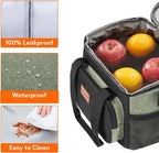Lifewit Medium Lunch Bag, Insulated Lunch Box, Soft Cooler Cooling Tote for Adult Men Women, Black and Green 12-Can (9L)