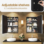 Medicine Cabinet 20x26 Inch, Aluminum Bathroom Mirror Cabinet with Storage, 6 Adjustable Glass Shelves, Rust Proof Recessed or Surface Mount Wall Cabinet, Soft Close, Brushed Silver