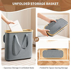 30L Toilet Paper Storage Basket with Lid & Handle, Bamboo Toilet Paper Organizer for Bathroom, Free Standing Toilet Paper Holder Stand for 12-16 Rolls, Bathroom Tissue Storage Bin