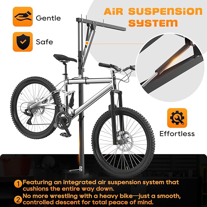Ceiling Mounted Horizontal Bike Rack - Overhead Storage Space Saver, Ideal for Apartments, Garages & Tight Spaces