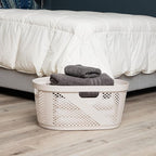 Mind Reader 40L Ventilated Laundry Baskets, Lightweight Clothes Hamper with Cutout Handles for Bathrooms and Closets, Plastic, Set of 2, Ivory
