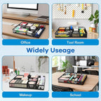 Desk Drawer Organizer Tray,Drawer Organizer for Office and Home,Desk Organizer with Drawers,7 Compartments,Non-Slip Desk Organizers (Black, 12.3" L x 8.3" W x 1.8" H)