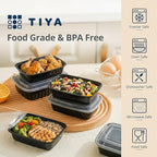 TIYA Food Containers - 28 oz Bulk 150 Pack with Lids - Rectangular Plastic To-Go Containers - Reusable, Microwavable, Dishwasher Safe - Leak-Proof for Meal Prep - BPA-Free