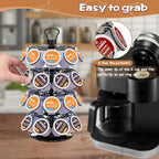 36 K Cup Pod Carousel Easy Assembly Design K Cup Holders,K Cup Holder, K Cups Holder,K Cup Carousel, 4-Tier Coffee Pods Holder Storage Organizer Stand,Glossy Black