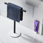 Hand Towel Holder, 15 Inch T-Shape Freestanding Towel Rack Stand for Bathroom & Kitchen Countertop with Matte Black Finish and Marble Base