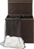 Simple Houseware Double Laundry Hamper with Lid and Removable Laundry Bags, Brown