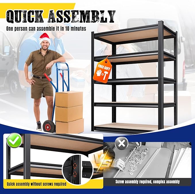77.9"Hx46"Wx20"D Garage Shelving 5 Tier Storage Shelves,Adjustable Heavy Duty Metal Shelving Unit and Storage Large Rack,Utility Steel Shelf For Warehouse Industrial Pantry Basement Organizers