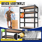 77.9"Hx46"Wx20"D Garage Shelving 5 Tier Storage Shelves,Adjustable Heavy Duty Metal Shelving Unit and Storage Large Rack,Utility Steel Shelf For Warehouse Industrial Pantry Basement Organizers