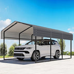 10x15FT Metal Carport,Heavy Duty Carport with Reinforced Frame and Galvanized Steel Roof, Outdoor Garage Shelter Shade Car Port for Pickup Trucks, Boats, Cars & Tractors, Farm Tools, Party, Gray
