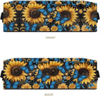 Storage Basket Bins Multi-Functional Toilet Paper Baskets Rectangular Collapsible Organizer Living Room Organization for Small Items, Sunflower Blue Butterfly Black