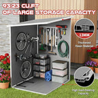 LARBANKE 5×3FT Outdoor Storage Shed with Floor&Window,Waterproof Garden Resin Tool Shed with Lockable Door&Slop Roof&Air Vent,Plastic Storage Shed Suitable for Patio,Backyard,Garden,Gray