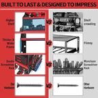 YYR Power Tool Organizer Wall Mount, Cordless Drill and Battery Holder, Electric Tools Hanger Storage Rack with Charging Station, Garage Organization Floating Shelf - Made of Heavy Duty Metal, Red
