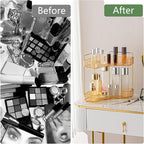 Corner Bathroom Counter Organizer Bathroom Countertop Shelf Makeup Organizer for Vanity Perfume Tray for Corner Storage (2 Tiers, Gold)