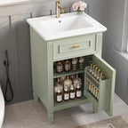 20 in Small Bathroom Vanity with Sink,Soft Closing Door,Tilt-Out Drawer and Adjustable Shelf,Solid Wood Frame Modern Single Bathroom Sink Cabinet,Freestanding (Green)