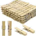 Natural Bamboo Clothespins 80-Pack Wooden Clothes Pins with Spring, 2.4 Inch Heavy Duty Rust Resistant Clips for Laundry, Crafts, Kitchen & Home Organization