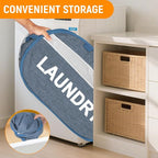 Collapsible Laundry Baskets, Foldable Laundry Basket with Dual Handles, Tear-proof Dirty Clothes Hampers for Laundry, Easy to Carry Pop Up Hamper for Bedroom, Bathroom, Dorm, Laundry Room Blue