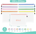 18pcs Mesh Zipper Pouch Bags, B5 Mesh Pouch, 9 Colors Zipper Pouches for Organizing, Travel Pouch, School Office Organize