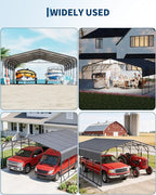 20x25FT Heavy Duty Metal Carport,Outdoor Portable Car Garage w/Led Light,Removable PE SideReinforced Base & Galvanized Steel Roof, Outdoor Car Port Canopy Shelter for Boats, Full-Sized Pickup Trucks