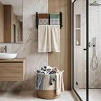 Wall Mounted Towel Rack for Bathroom, Steel Towel Bar Storage Blanket Holder with 3 Triple Towel Rods, Black