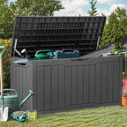 YITAHOME 80 Gallon Outdoor Storage Box, Large Waterproof Resin Deck Box, Indoor Outdoor Lockable Storage Container for Patio, Garden, Cushions, Tools, Equipment (Dark Gray)
