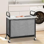 STORAGE MANIAC Rolling Laundry Hamper with Wheels 3-Section Laundry Sorter Rolling Laundrys Basket on Wheels with Removable Bag Clothes Hamper Laundrys Organizer Cart Bathroom Bedroom 120L Grey