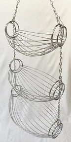 3 Tier Fruit Bowl Fruit Basket for Kitchen, Hanging Kitchen Storage Organizer, Detachable Design Chrome Wire with Metal Ceiling Hook Multipurpose Countertop Organizer for Vegetables Fruits Plants