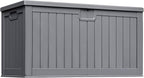 Greesum 230 Gallon HDPE Outdoor Storage Box with Removable Dividers, Weatherproof Oversized Deck Box for Patio, Garage, Garden, Gray
