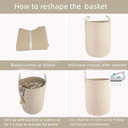 Woven Cotton Rope Laundry basket-15”X20” Laundry Hamper-Rope Storage Basket for Dirty Clothes, Toys and Blankets Perfect for Bathroom, Baby nursery and Living Room Storage (oatmeal)