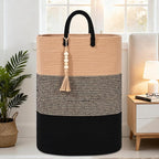 Woven Laundry Basket for Clothes, 80 L Large Rectangle Laundry Hampers with Beads Tassel, Nursery Storage Basket for Toys, Tall Dirty Clothes Hamper for Bedroom Aesthetic, Laundry Room Organization