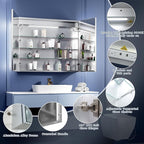ExBrite LED Lighted Bathroom Medicine Cabinet with Mirror, 36 x 30 Inch,Recessed or Surface Mount,Anti-Fog, Stepless Dimming,Color Temperature Change,Built-in 6000K Sensor Light,Storage Shelves