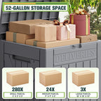 Greesum 52 Gallon Large Outdoor Package Delivery Box for Porch, Lockable Secure Double-Wall Resin Storage Bin, Waterproof Deck Container for Package Protection, Gray