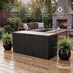 YITAHOME 120 Gallon Outdoor Storage Deck Box, Large Resin Patio Storage for Outdoor Pillows, Garden Tools and Pool-Supplies, Waterproof, Lockable (Black)