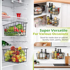 4 Pack Hanging Kitchen Baskets, Adhesive Wire Wall Storage Basket, No Drilling Hanging Fruit Baskets, Cabinet Door Organizer for Kitchen Bathroom Pantry, Upgrade Super-sized Adhesive (4)