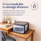 HOMZ 2-Pack 1-Drawer Storage Cart, Clear Plastic Container, 14.25" Wide Medium, Black Frame - Organizing Drawer Containers for Home, Bathroom, Bedroom, Office, and Classroom