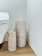 KOUBOO La Jolla Hand Woven Rattan Toilet Roll Stand, Holds 3 Toilet Rolls, Handwoven Rattan Toilet Roll Stand, 17.145 x 17.145 x 52.07 cm, White Wash