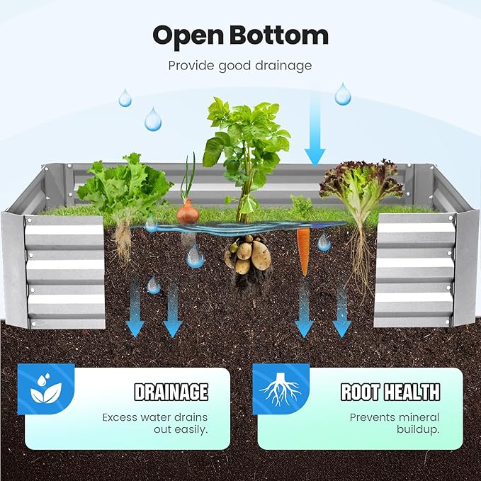 Quictent 6x3x1ft Galvanized Raised Garden Bed with Cover Metal Planter Bottomless Box w/ 2 Large Screen Windows Mini Greenhouse 20pcs T-Tags 1 Pair Gloves Outdoor Growing Vegetables (Green)