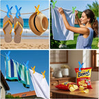 Beach Towel Clips Plastic Clothespins-Heavy Duty Clothes Pins for Beach Chair Pool Chair on Cruise Colorful Laundry Windproof Clamps Tablecloth Blankets Clothes Pegs 6 Colors
