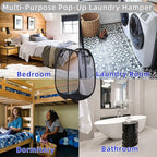 Collapsible Laundry Basket,Dirty Clothes Mesh Pop Up Hamper, Small Foldable Laundry Basket for Bathroom, Dorm, Travel Storage,Cruise Essentials Black