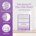 DALTACK 9-Tier Paper Letter Tray Desk Organizer with Handles, Mesh File Holder Organization, Paper Sorter Desk Organizer for Office Home School, Purple