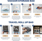 25 Pack Vacuum Storage Bags (5 Jumbo/5 Large/5 Medium/5 Small/5 Roll M) Space Saver Bags, Vacuum Seal Bags with Hand Pump for Comforters, Blankets, Bedding, Pillows and Clothes