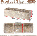Hipiwe Handwoven Seagrass Storage Basket 3 Sections Toilet Tank Paper Basket Wicker Shelf Basket for Pantry Kitchen Living Room Home Decor, Whitewash
