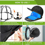 Eiito Hat Washer Cage, Hat Washer for Baseball Caps, Hats Washing Machine with Frame and Washers Bag, Keep the Hats in Shape, Suitable for Adult and Kid's 2 Pack Black