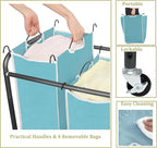 Laundry Sorter 4 Sections, 4-Bag Heavy Duty Rolling Laundry Hamper Cart, Laundry Basket Organizer With Wheels and Removable Bags, Laundry Room Organization For Dirty Clothes, BLUE