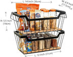 Metal Wire Basket with Handles Storage Organizer Stackable Organizing bins for Cabinet Shelf Countertop Under Sink Pantry for Kitchen,Bathroom,Laundry Closet,Set of 2pcs