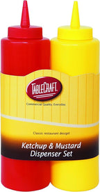 TableCraft Nostalgia 2-Piece Ketchup and Mustard Dispenser Set, 12-Ounce, Red/Yellow